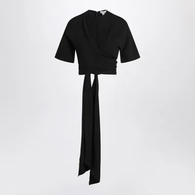 Alaïa Black Crossed Top In Viscose Jersey