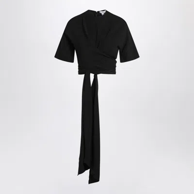 ALAÏA ALAIA BLACK CROSSED TOP IN VISCOSE JERSEY WOMEN