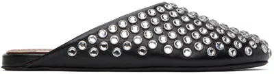 ALAÏA BLACK CRYSTAL-CUT MULES