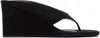 Alaïa Black Satin Tong Wedge Sandals