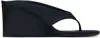 Alaïa Black Satin Tong Wedge Sandals In 999 - Noir