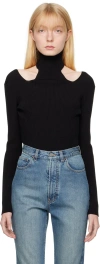 Alaïa Turtleneck Cutout Rib Bodysuit In 995 Noir Alaia