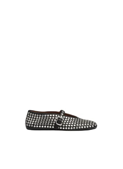 Alaïa Dance-inspired Ballerina Shoes With Elegant Silver Accents In Black