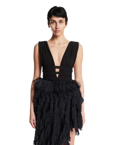 Alaïa Black Deesse Jersey Bodysuit In Multi