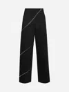 Alaïa Womens Noir Alaia Spiral Two-patch-pockets Wide-leg High-rise Denim-blend Trousers
