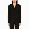 Alaïa Black Double-breasted Jacket In Wool Blend In Black