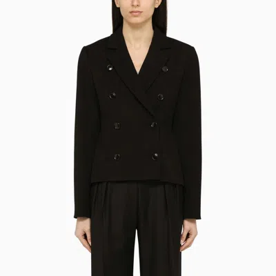 Alaïa Black Double-breasted Jacket In Wool Blend