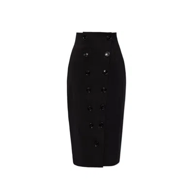 Alaïa Black Elastane Midi Women's Skirt