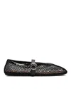 Alaïa Alaia Women Ballet Flats Mesh Ballerinas With Patent Leather Profiles In Black