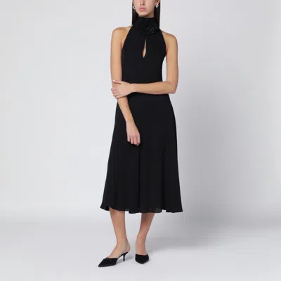 Alaïa Black Flared Dress With Flower