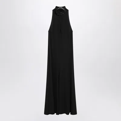 ALAÏA ALAIA BLACK FLARED DRESS WITH FLOWER WOMEN