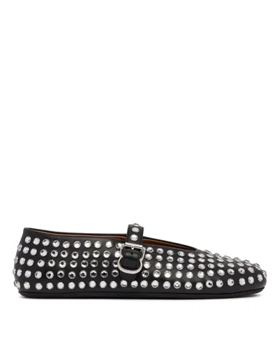 Alaïa Black Flat Rhinestone Ballerinas In Multi