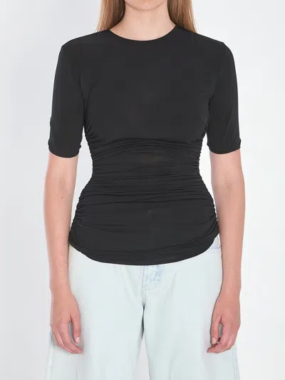 ALAÏA ALAIA BLACK GATHERED WAIST SWEATER