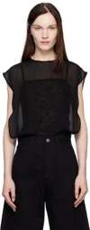 Alaïa Black Georgette Bodysuit In 995 - Noir Alaia