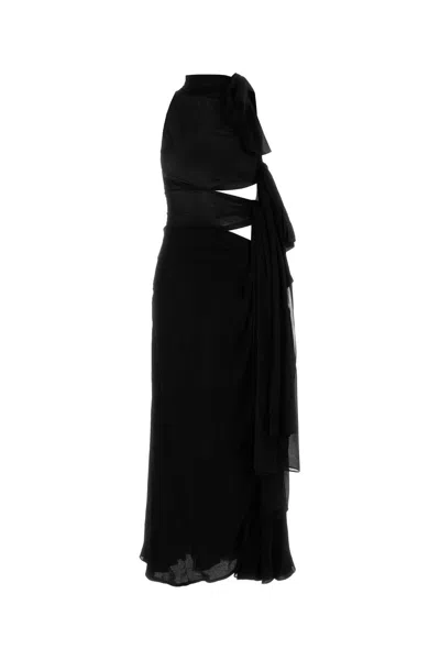 Alaïa Georgette Maxi Dress One Shoulder Cutout In Black