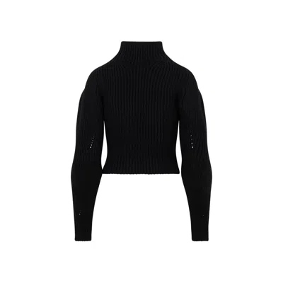 Alaïa Black High Neck Knit Sweater For Women