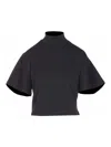 Alaïa Alaia Black Cotton Turtleneck Top Women In Blue