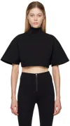 Alaïa Cropped Cotton-jersey Turtleneck T-shirt In 995 - Noir Alaia