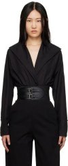 Alaïa Hooded Cotton Bodysuit In 995 Noir Alaia