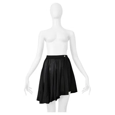 Pre-owned Alaïa Alaia Black Jersey Snap Front Asymmetrical Mini Skirt