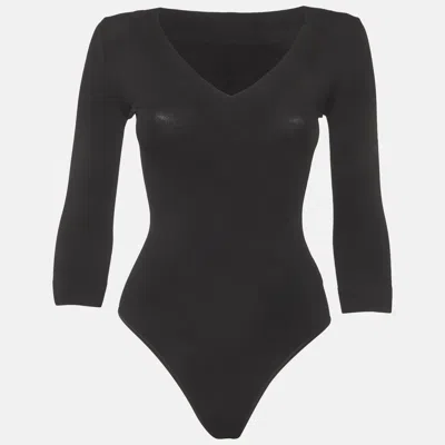 Pre-owned Alaïa Black Jersey V-neck Bodycon S