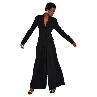 Pre-owned Alaïa Black Jumpsuit With Cinched Waist A/w 1988