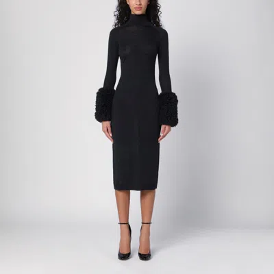 Alaïa Black Knit Dress With Balloon Cuffs