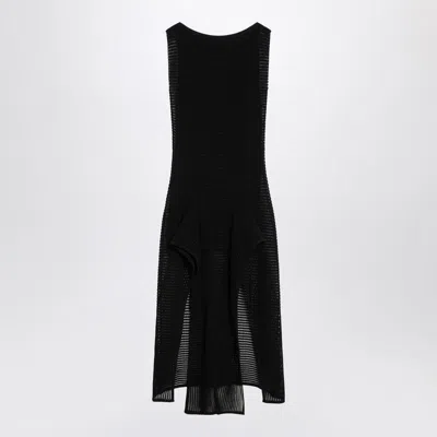 ALAÏA ALAIA  BLACK KNIT DRESS WITH RUCHES