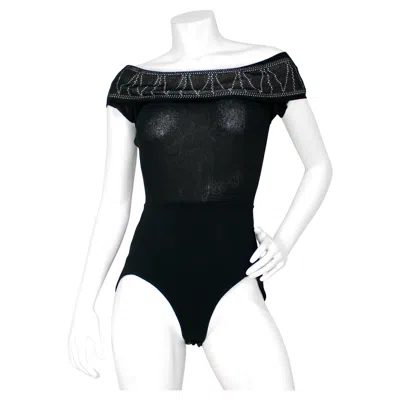 Pre-owned Alaïa Black Knit Off-the-shoulder Vintage Bodysuit