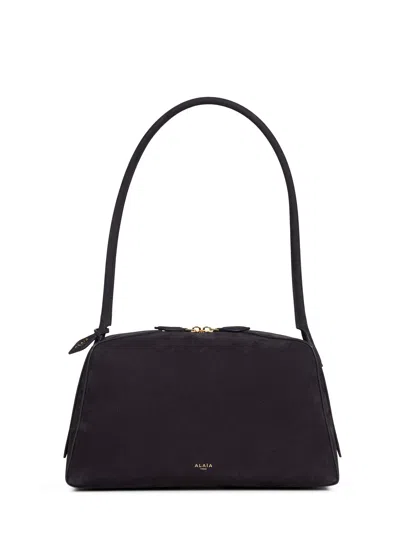 Alaïa Le Bouledogue Bowling Shoulder Bag In Nubuck Leather In Black