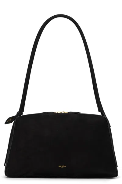 Alaïa Le Bouledogue Bowling Shoulder Bag In Nubuck Leather In Black