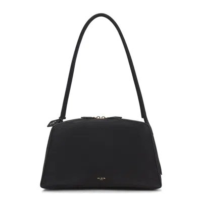 Alaïa Le Bouledogue Bowling Shoulder Bag In Nubuck Leather In Black