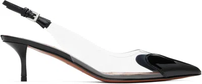 Alaïa Le Coeur Black Patent Leather High Slingback In Animal Print