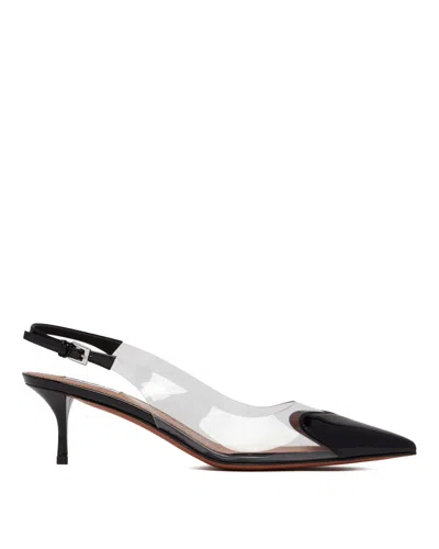 Alaïa Le Coeur Black Patent Leather High Slingback In Animal Print