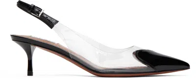 Alaïa Le Coeur Black Patent Leather High Slingback In Animal Print