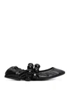 Alaïa Embellished Crinkled-leather Ballet Flats In Black