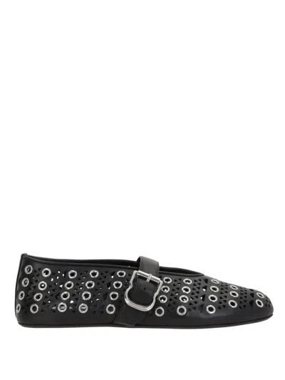 Alaïa Black Leather Ballet Flats
