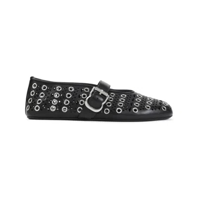 Alaïa Black Leather Ballet Flats