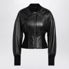 Alaïa Womens Noir Alaia Cinched Leather Bomber Jacket