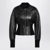 Alaïa Womens Noir Alaia Cinched Leather Bomber Jacket In Black