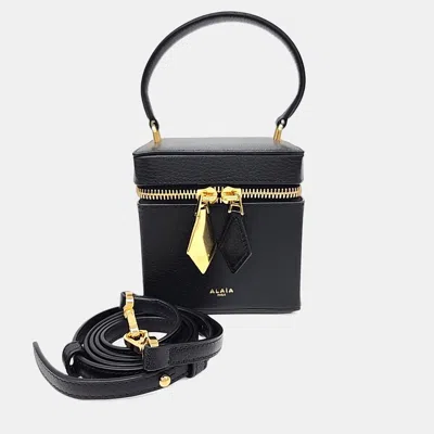 Pre-owned Alaïa Black Leather Cube Vanity Case