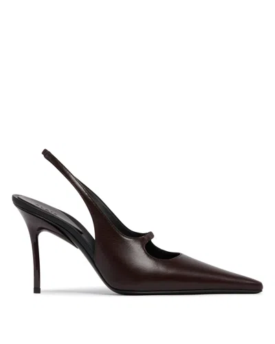 Alaïa Black Leather Drop Slingback Pumps In Brown