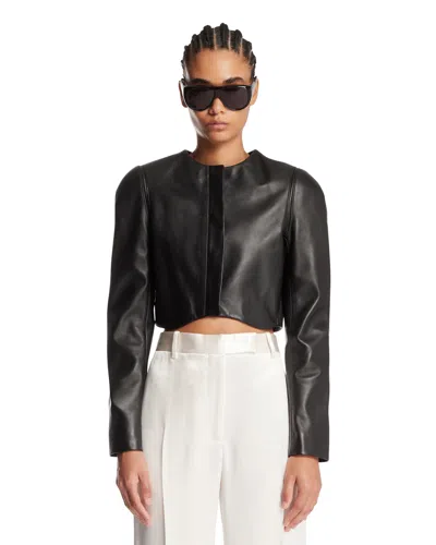 Alaïa Black Leather Fitted Jacket In Black Nero   #000000
