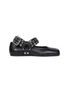Alaïa Black Leather Flat Biker Ballet Flats