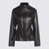 Alaïa Womens Noir Alaia Peplum Band-collar Leather Jacket In Black