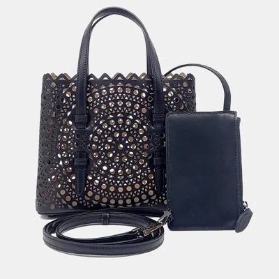 Pre-owned Alaïa Black Leather Laser Cut Mina Bag 20