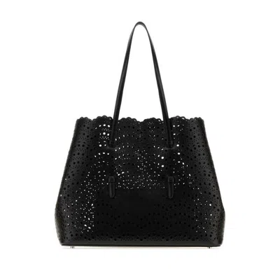Alaïa Black Leather Mina 37 Shopping Bag Noir Exterior: Calf Lining: Borse A Mano