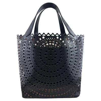 Pre-owned Alaïa Alaia Black Leather Mina Scalloped Laser Cut Tote