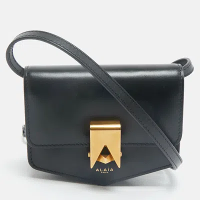 Pre-owned Alaïa Black Leather Mini Le Papa Crossbody Bag
