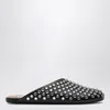 ALAÏA ALAIA BLACK LEATHER MULE FLAT WITH CRYSTALS WOMEN